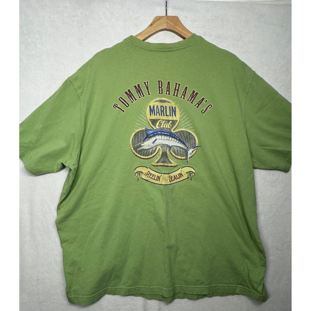 Tommy Bahama Relax Mens XXL‎ Green Marlin Club Graphic T-Shirt Reelin and Dealin